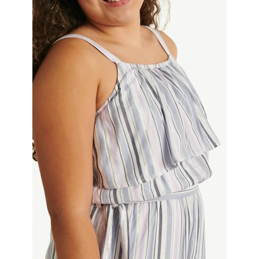 Justice Striped Pastel Sleeveless Spring Summer Romper Jumpsuit Sz Girls M (10)